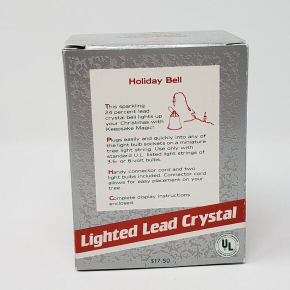 1989 Hallmark Holiday Bell Lighted Lead Crystal Christmas Ornament. - Picture 2 of 6
